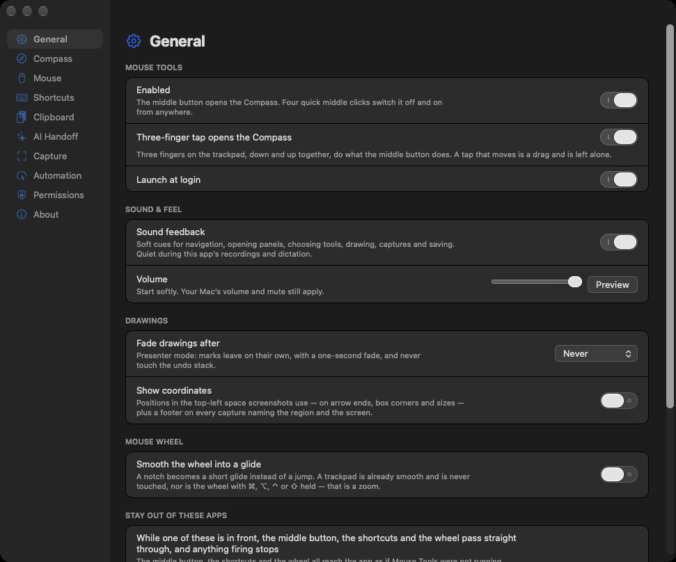 Settings before: every sidebar icon in the same blue